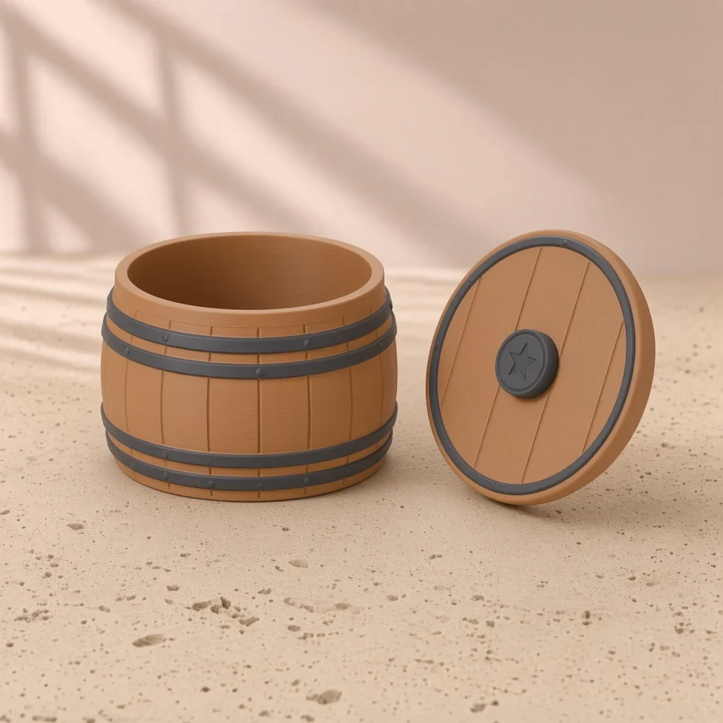 The oak barrel box in Oak & iron