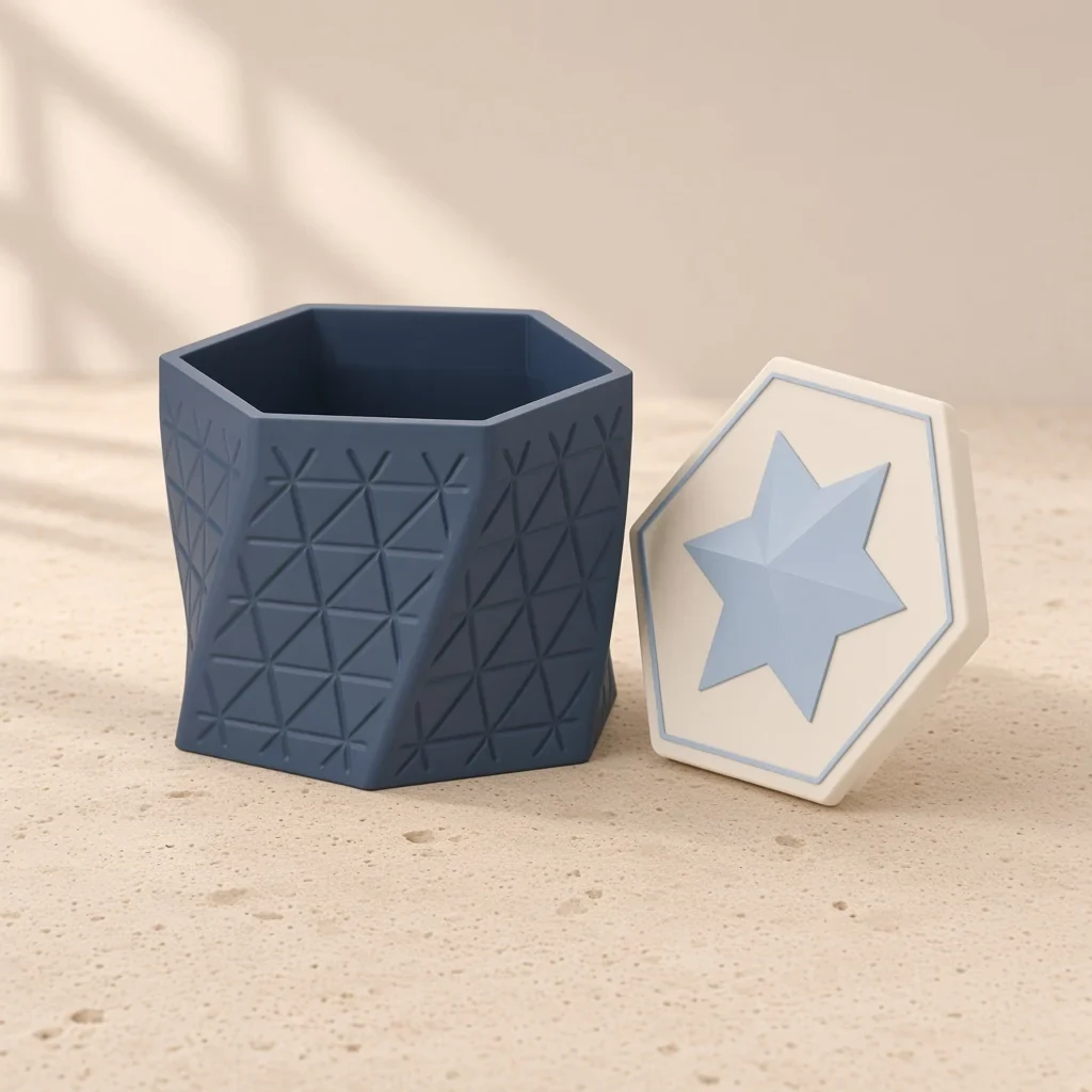The twisted star box in Deep blue, Ivory & Silver