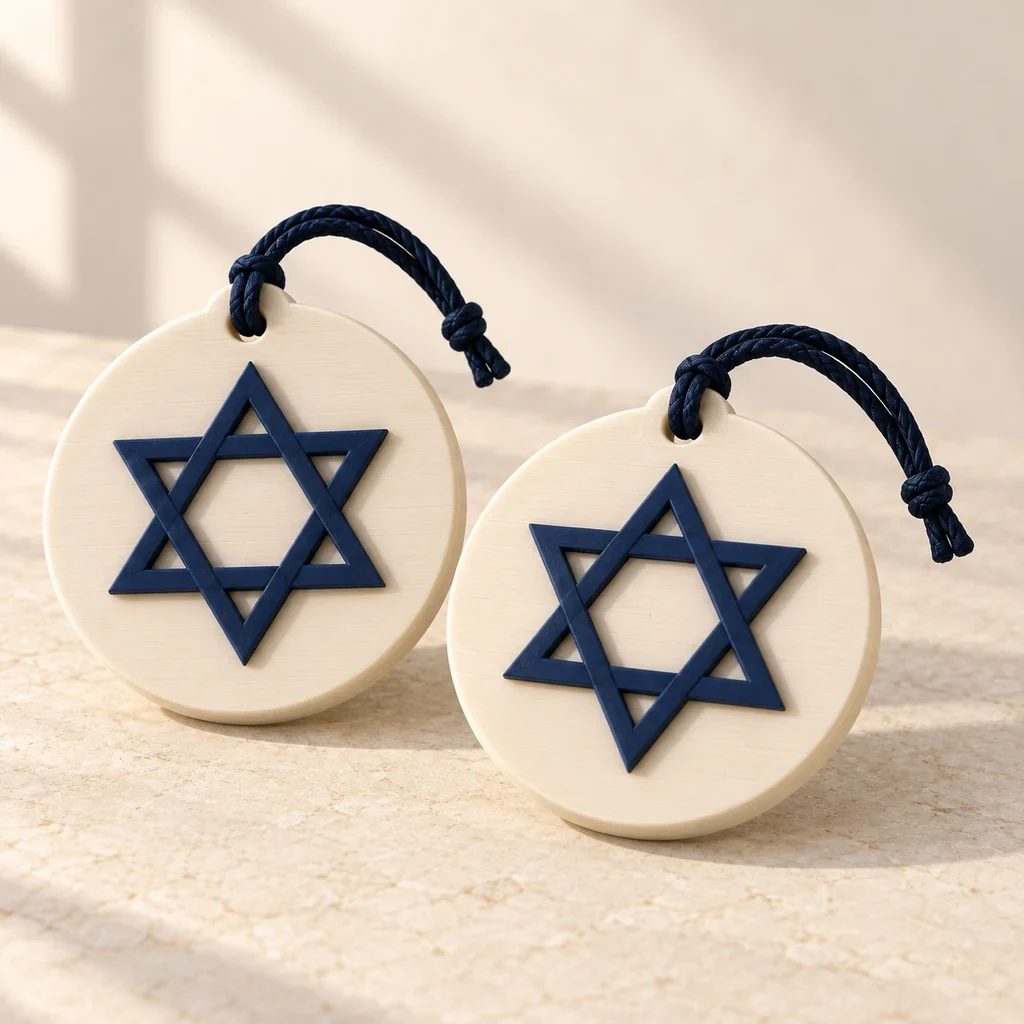 The Star of David keepsakes in Ivory & Deep blue