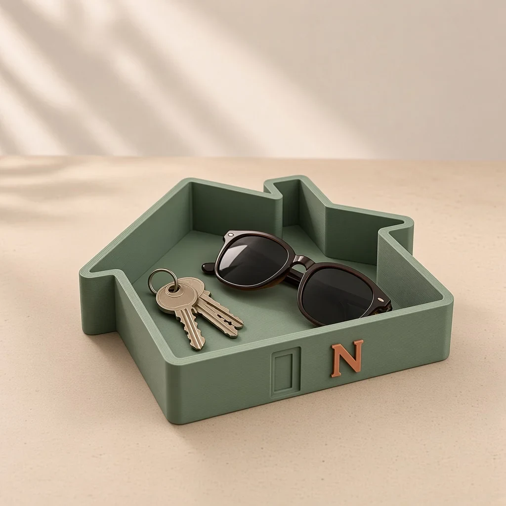 The little-house key tray in Sage & terracotta