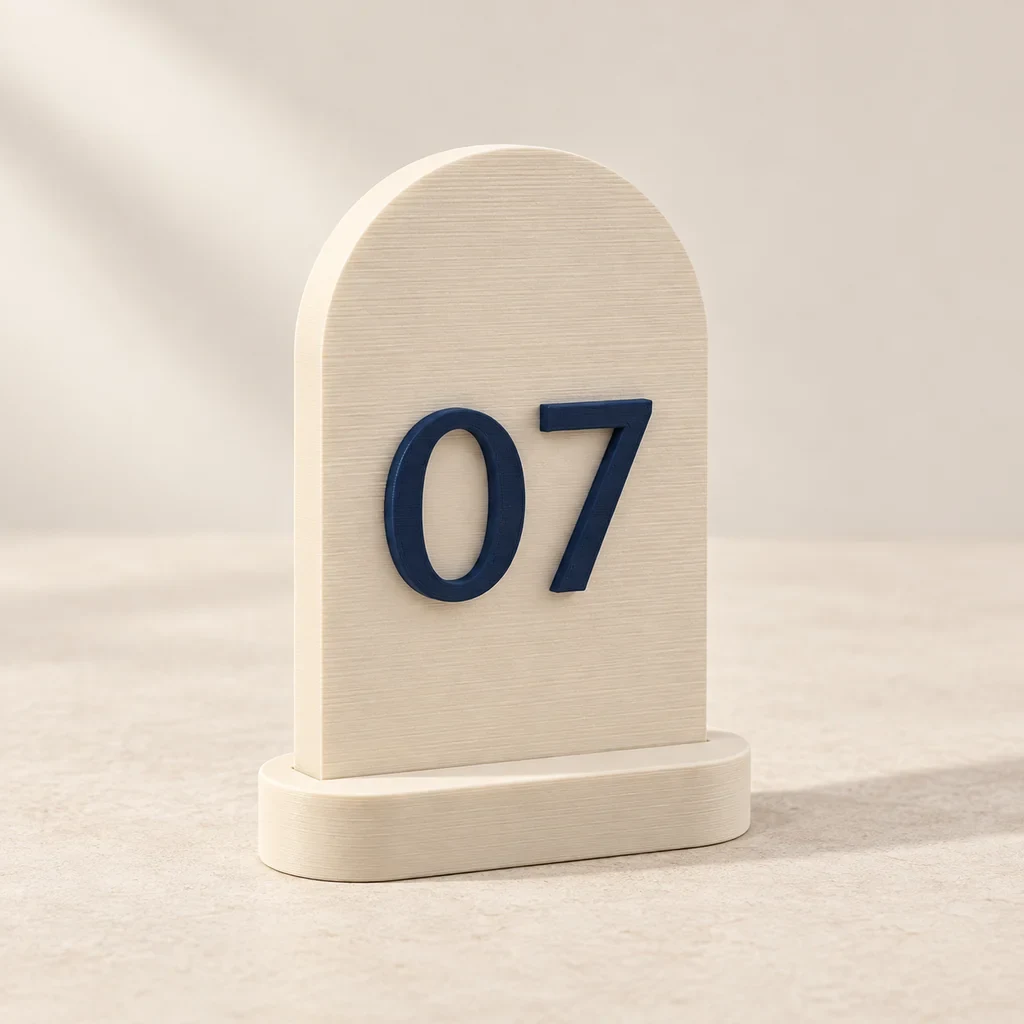 The arch table markers in Ivory & Navy