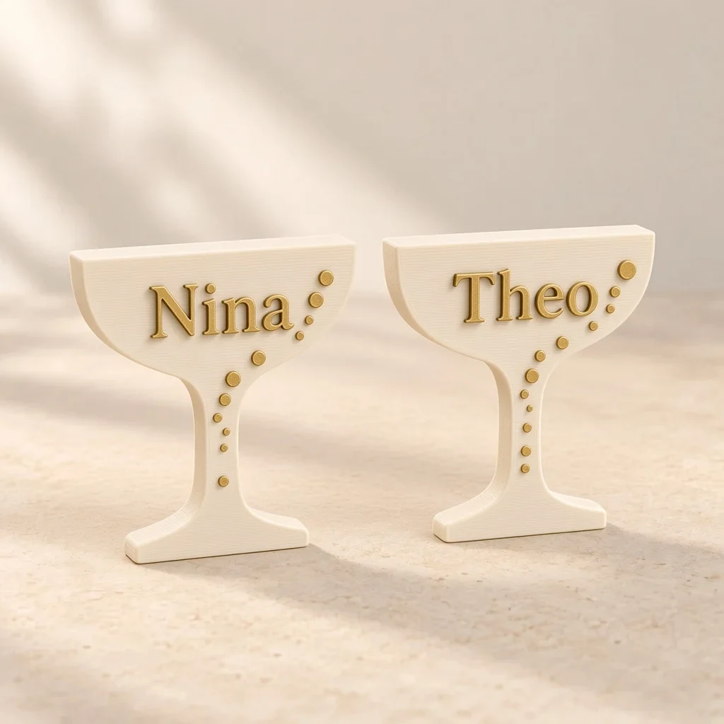 The champagne place names in Ivory & gold