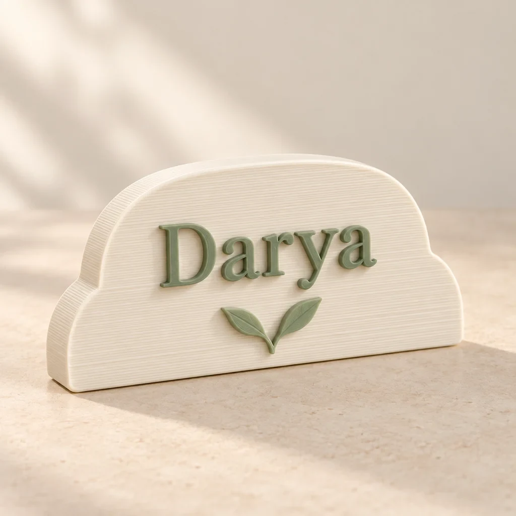 The spring name plaque in Ivory & Sage