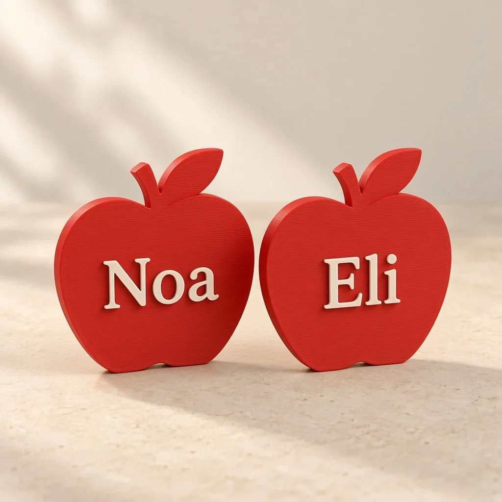 The apple place names in Apple red & ivory