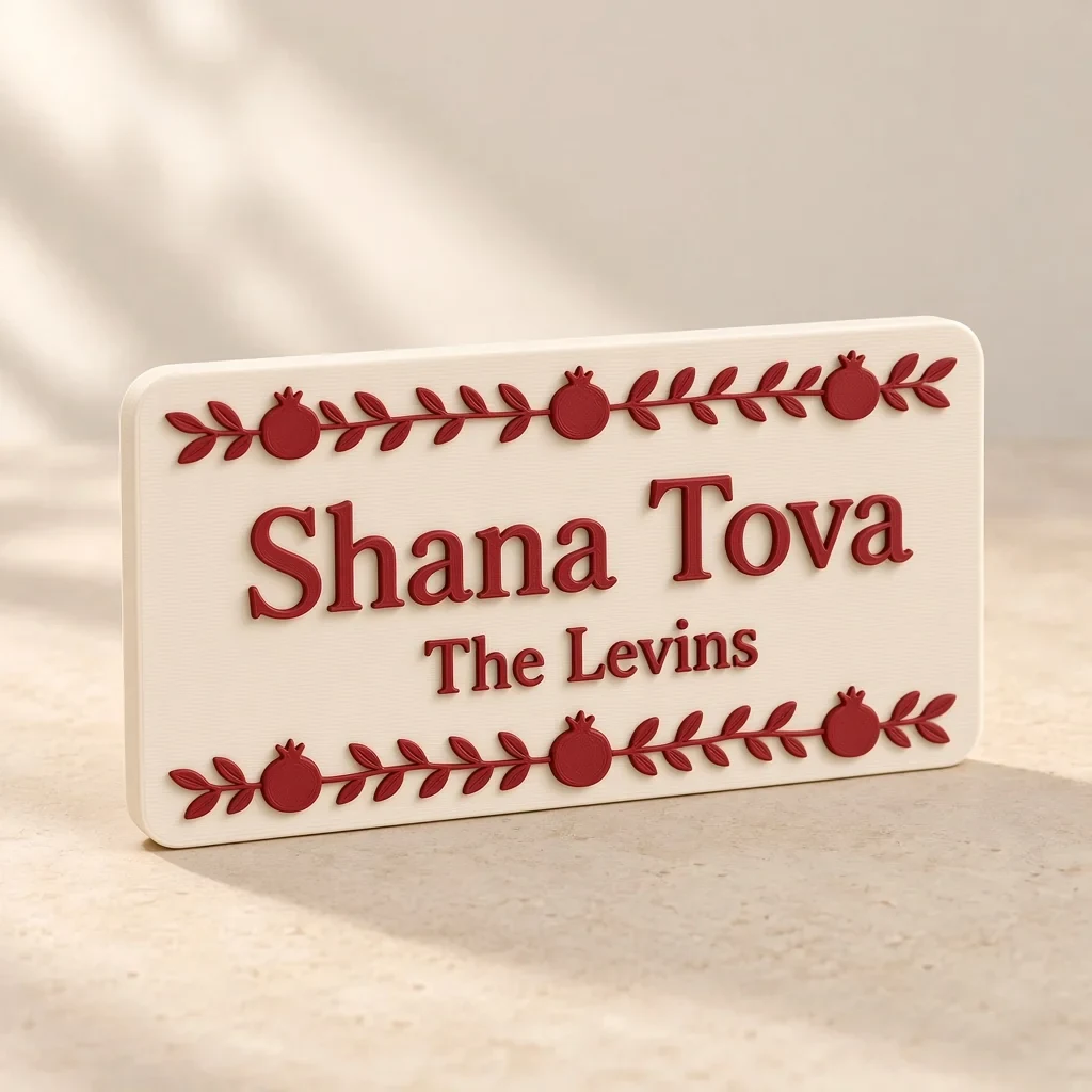 The Shana Tova plaque in Ivory & pomegranate