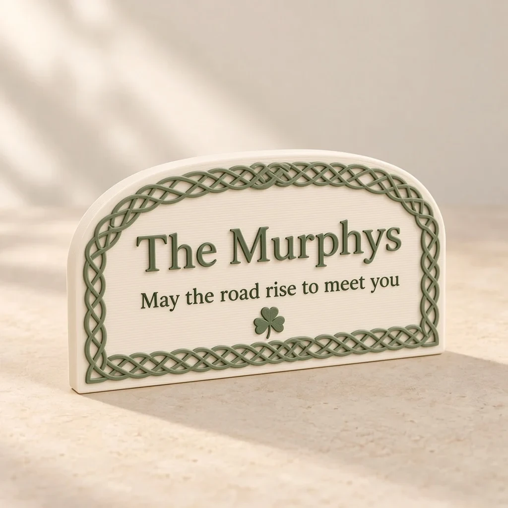 The Irish blessing plaque in Ivory & green