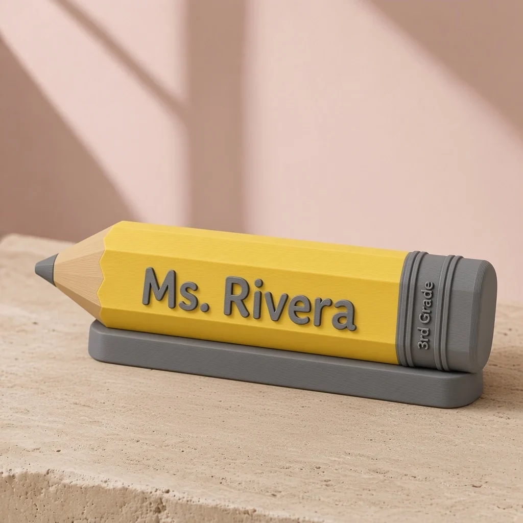 The pencil desk name plate in Pencil yellow & graphite