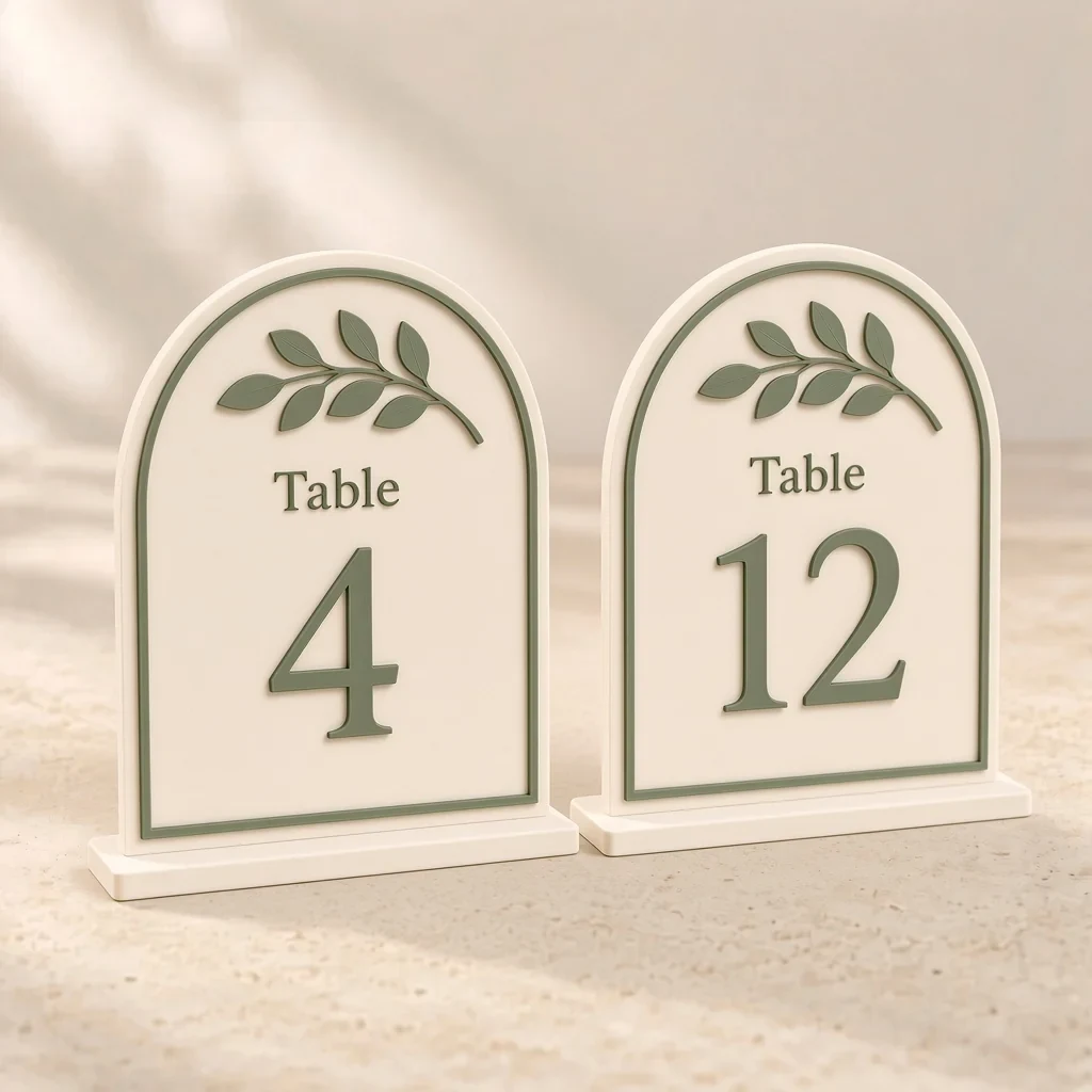The eucalyptus table numbers in Ivory & sage