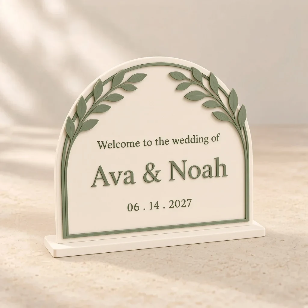 The eucalyptus welcome sign in Ivory & sage